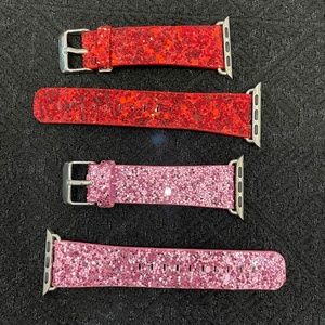 Red Glitter and Pink Glitter Leather Bands for Apple Watch, 38mm